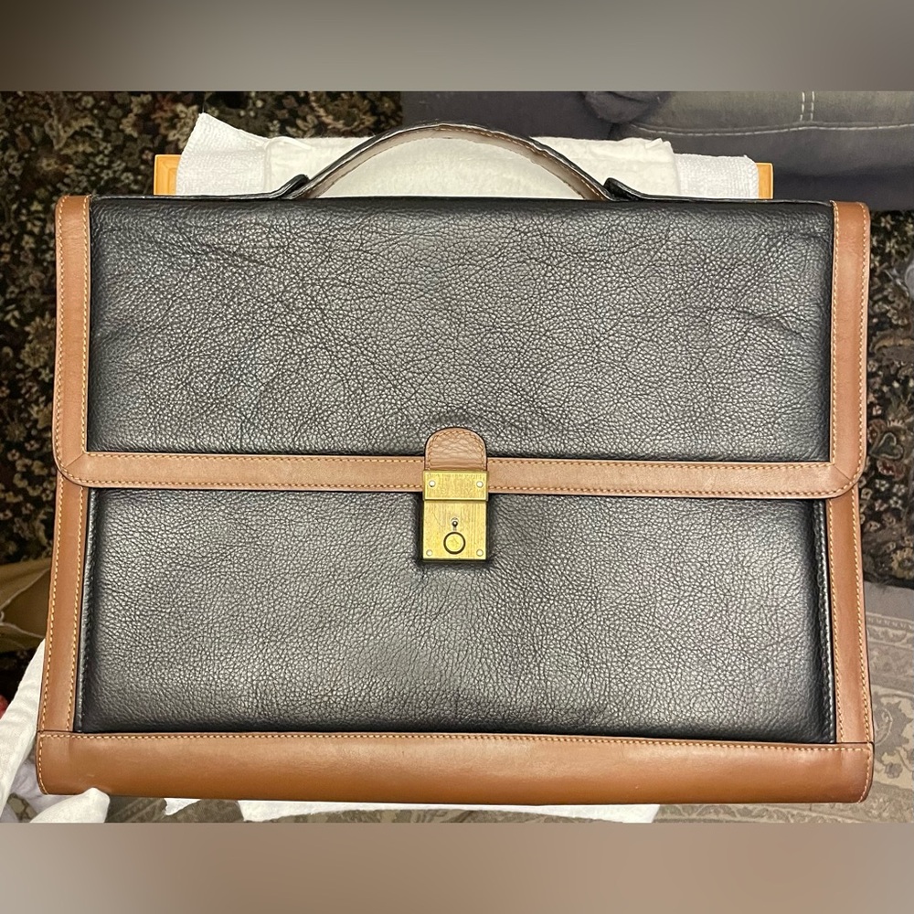 Bally Authentic Vintage Black and Brown Leather Briefcase